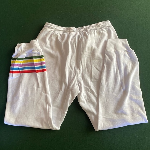 White Sub_urban Riot Laguna Rainbow Stripe Sweatpants NWT - Picture 4 of 5